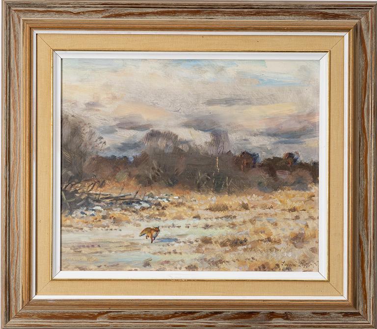 Lindorm Liljefors, "Fox in a spring winter landscape.".