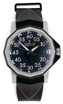 1099. CORUM, 'Admirals cup', automatisk, stål med briljantslipade diamanter, ca 2007.