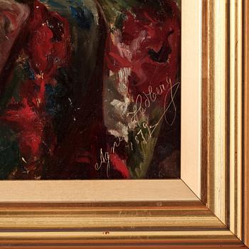 OKÄND KONSTNÄR, olja på duk, signerad Agnes Hedberg, 1900-tal.