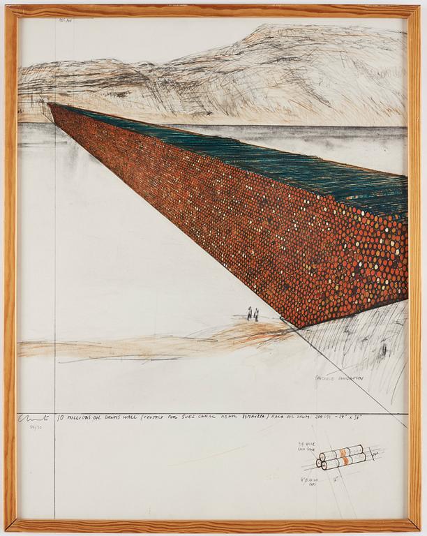 Christo & Jeanne-Claude, "Ten million oil drums wall, project for the Suez Canal".