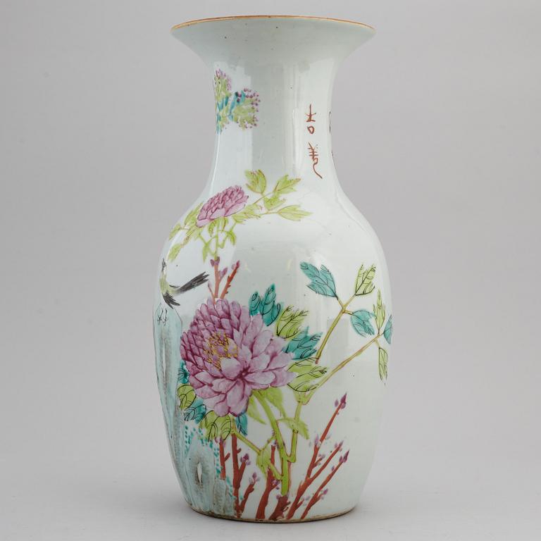 A Chinese famille rose vase, 20th century.