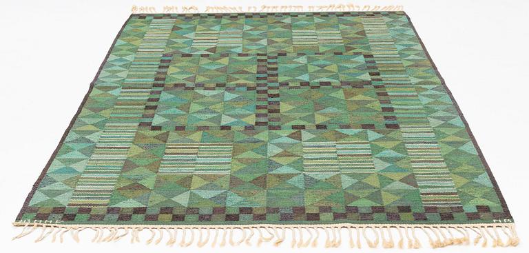 Marianne Richter, a carpet, "Rubirosa, grön", flat weave, ca 294 x 180 cm, signed AB MMF MR.