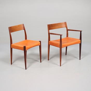 STOLAR, 4 st samt KARMSTOLAR, 2 st, Mogens Kold, Danmark, 1900-talets andra hälft.