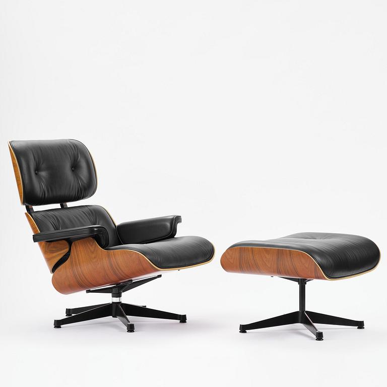 Charles & Ray Eames, an "Eames Lounge Chair" with ottoman, Vitra, 2000s.