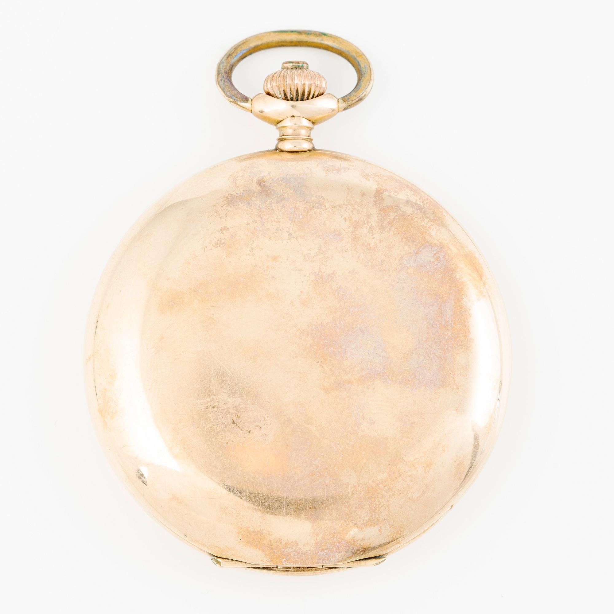 Pocket watch, hunter, 14K gold, 51 mm.