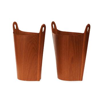 30. Two PS Heggen teak waste paper bins, Nordfjordeid, Norway 1960's.