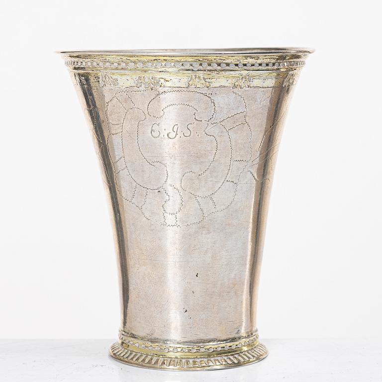 A parcel gilt silver beaker, mark of Gottfried Dubois, Stockholm 1741.