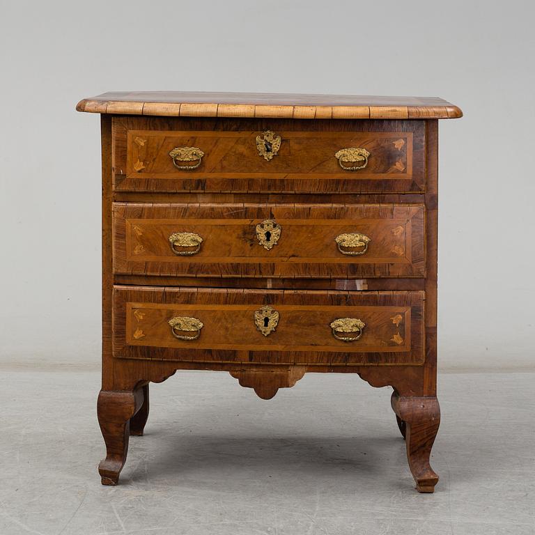 A Swedish mid 18th century late Baroque chest of drawers.