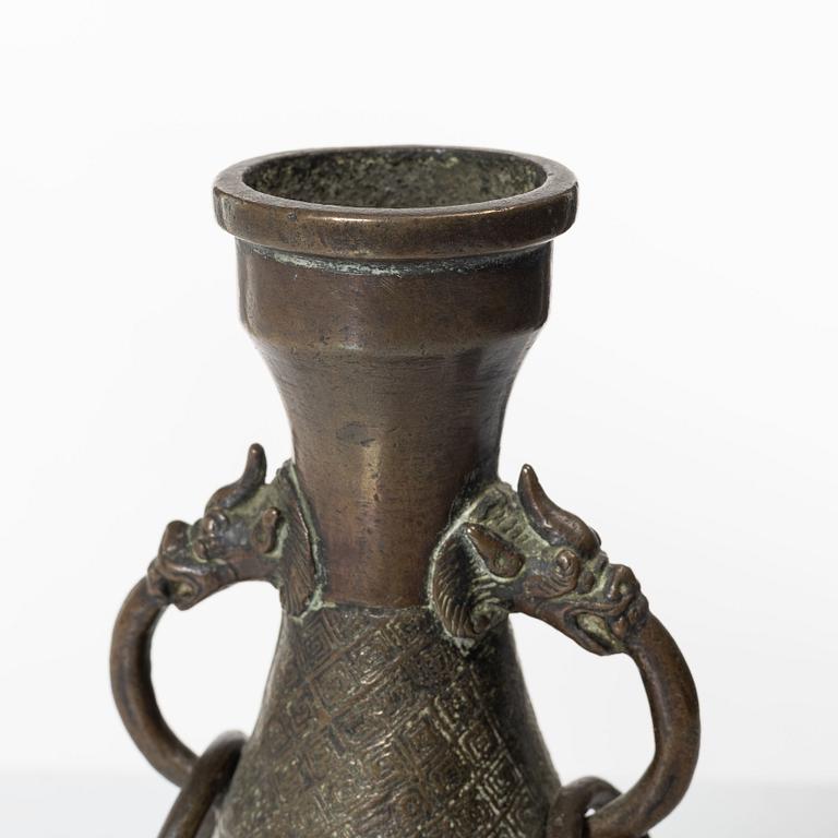 A Chinese bronze vase, Ming dynasty (1368-1644).