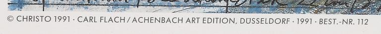 CHRISTO & JEANNE-CLAUDE, offsetlitografi, två st, signerade i trycket. 1991.