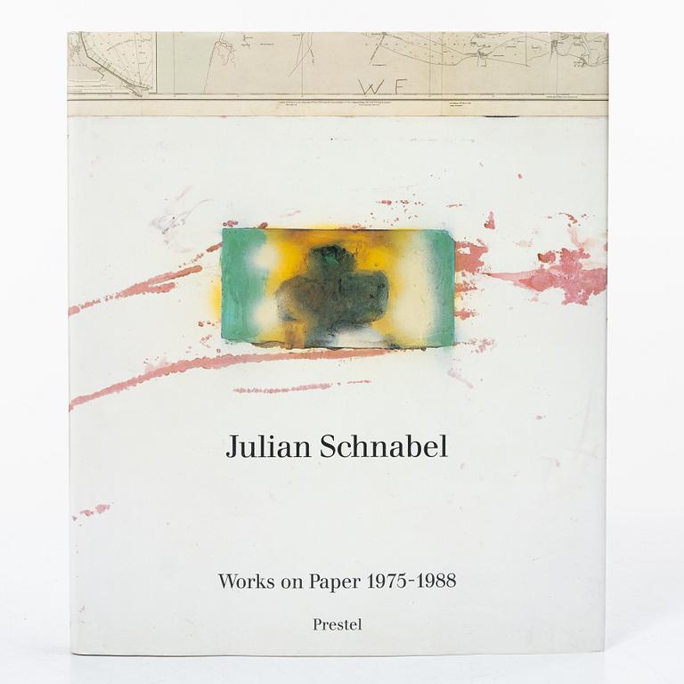 Julian Schnabel, "Works on Paper 1875-1988" med egenhändigt målat omslag.