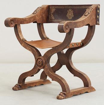 KARMSTOL, s.k. "Dantestol", nyrenässans, 1800-talets slut.