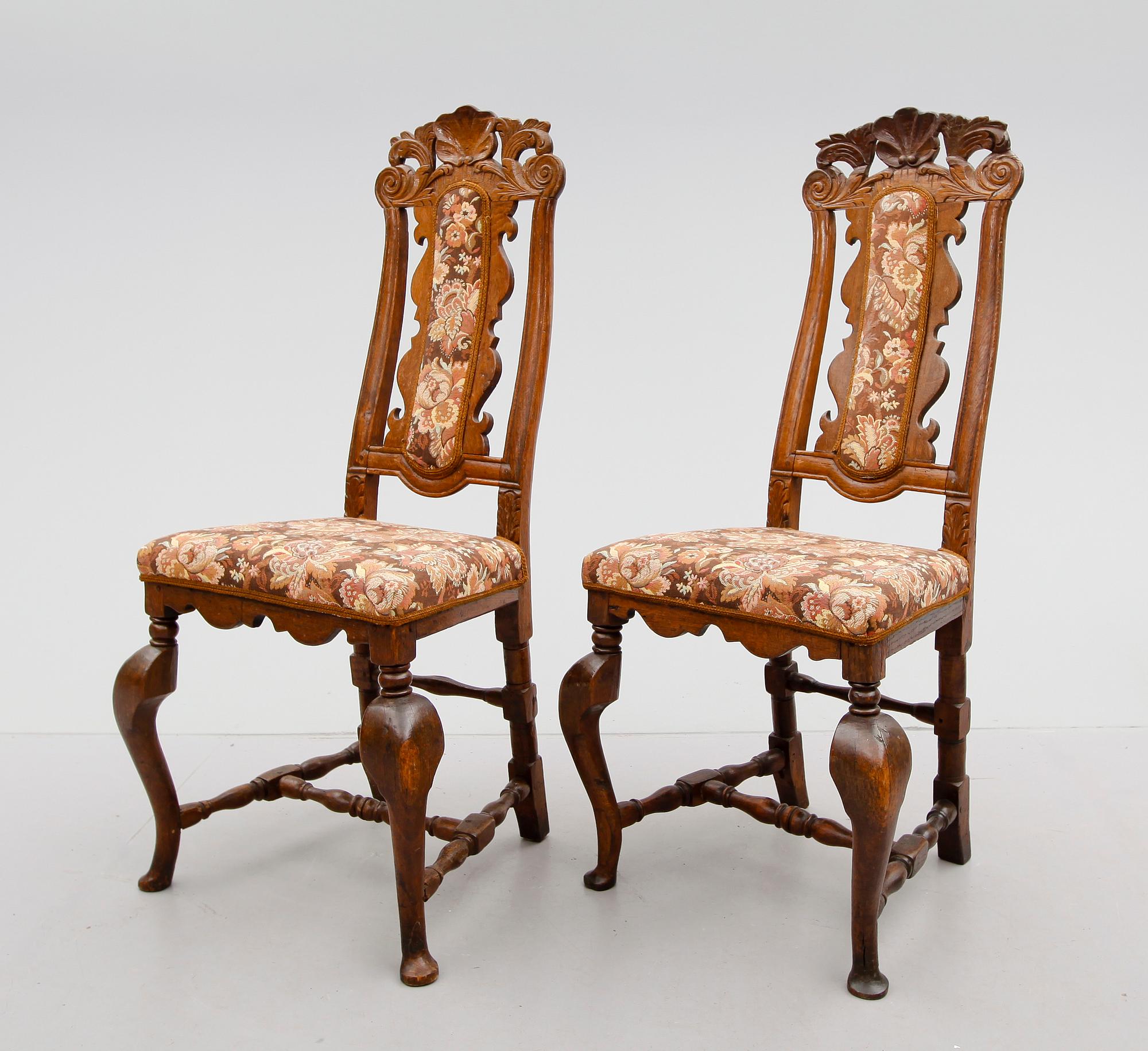 STOLAR, 1 par, barock, 1700-talets andra hälft.