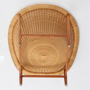 Nanna Ditzel, a teak and rattan easy chair, Ludvig Pontoppidan, Denmark 1950s.