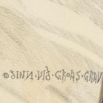 OSSIAN ELGSTRÖM, pencil and coal chalk on paper, signed with monogram.