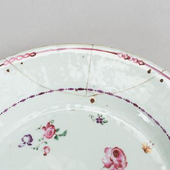 Six famille rose export porcelain plates, Qing dynasty, Qianlong (1736-95).