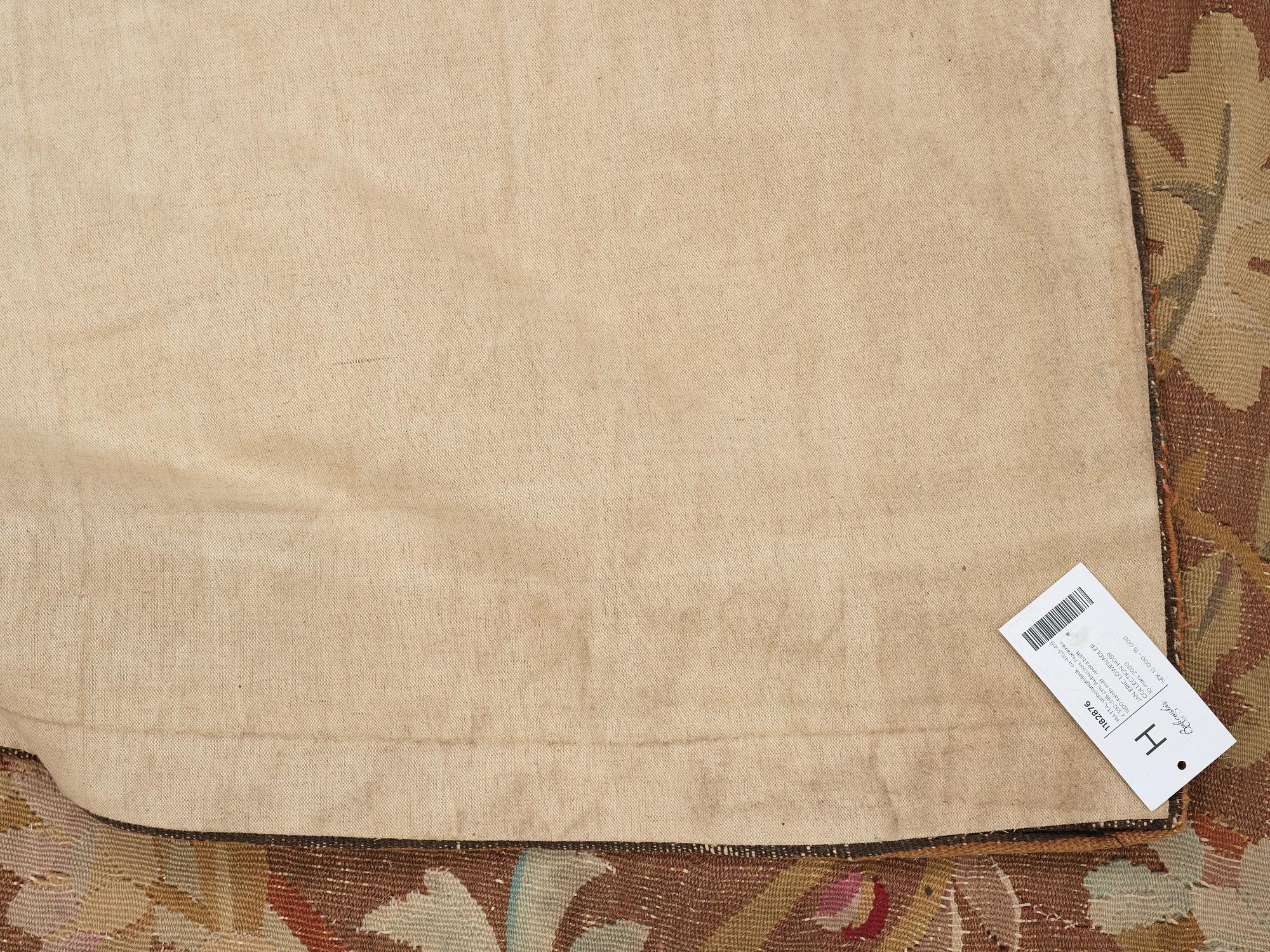 A CARPET, tapestry weave, ca 415,5-419 x 392-396 cm, Aubusson, France, the age of Louis Philippe, around 1840.