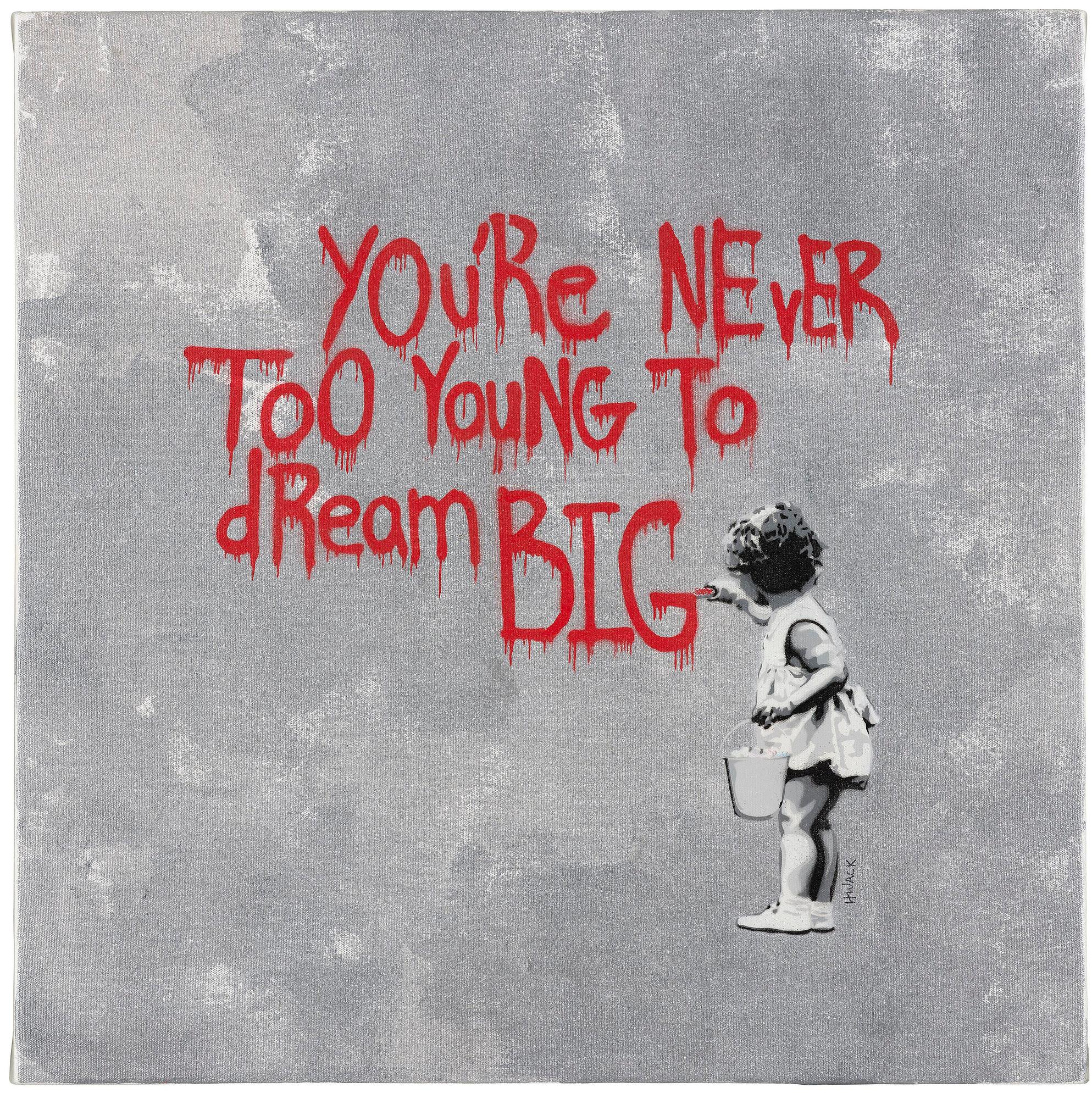 Hijack, "Never Too Young to Dream Big - Red Grey".