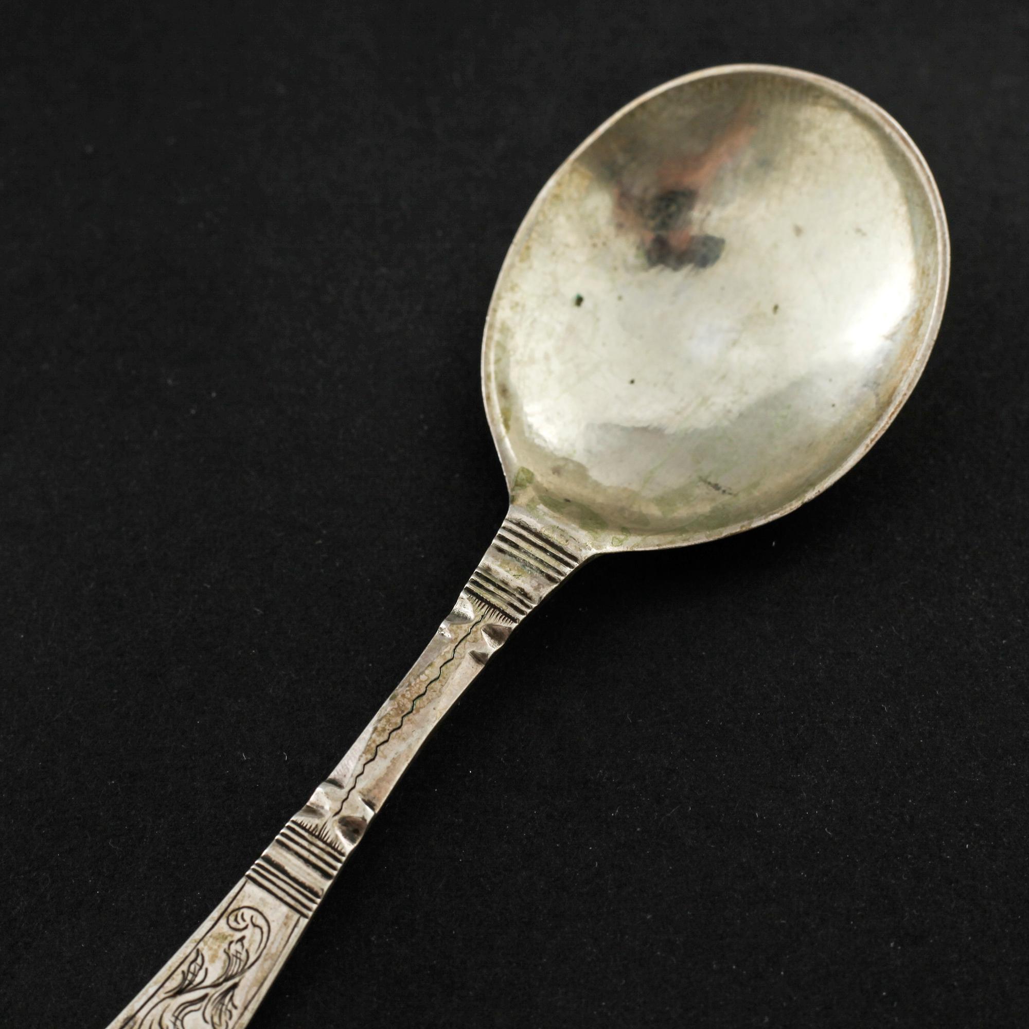 A Norwegian silver spoon, unmarked, probably 18th century.