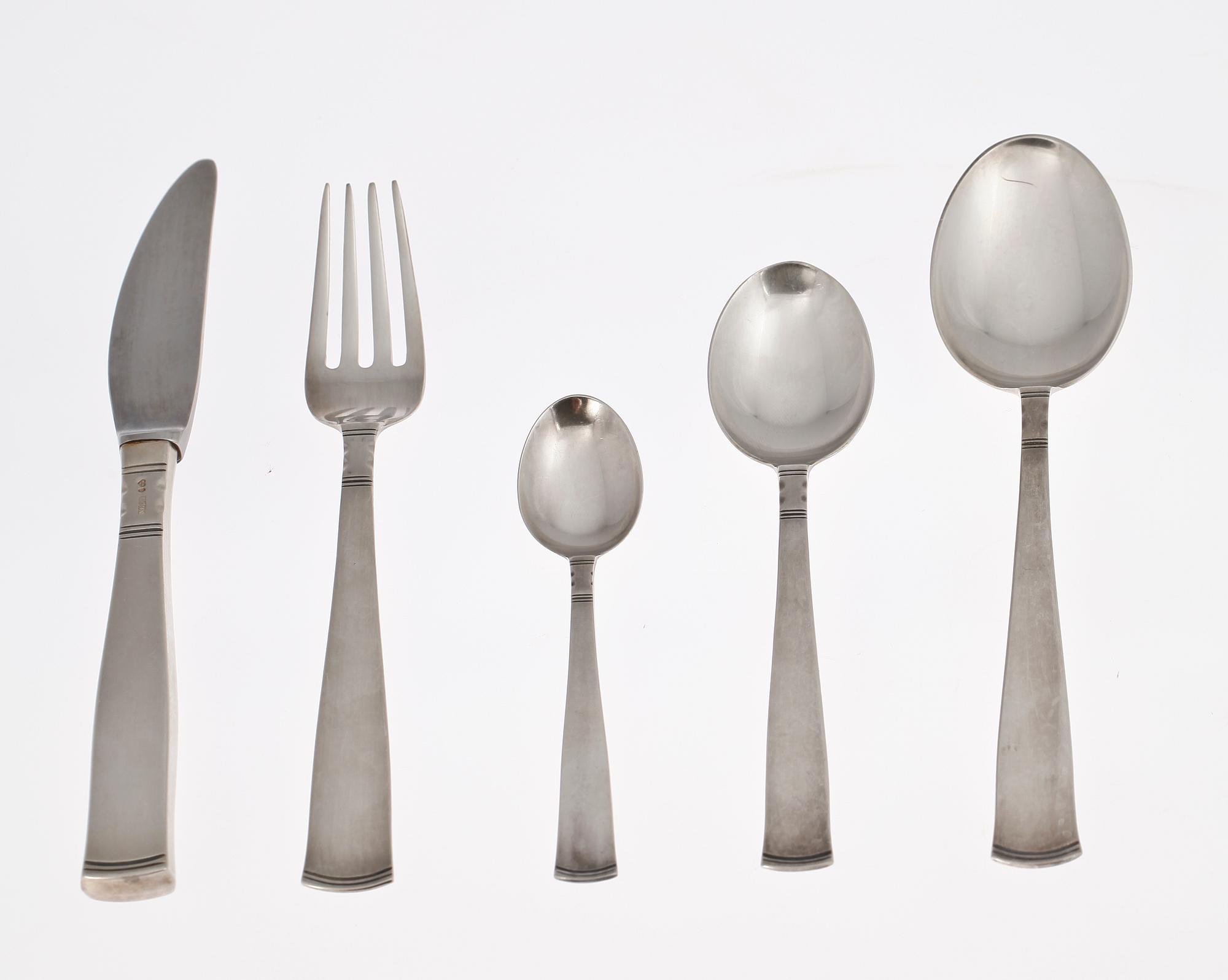 BESTICK, 54 delar, silver, "Rosenholm" GAB, tot vikt 1500 g, 1950-80-tal.