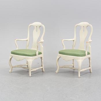 A pair of rococo armchairs, mid 18th Century.