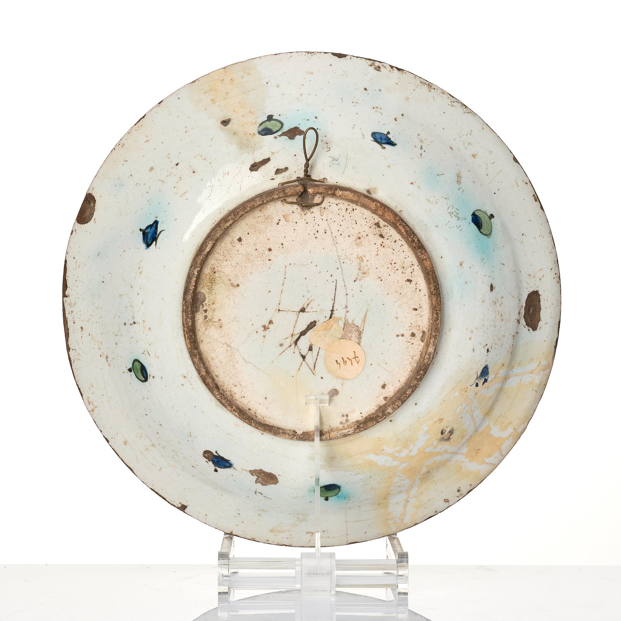 A 17th century Iznik pottery dish, Ottoman empire.