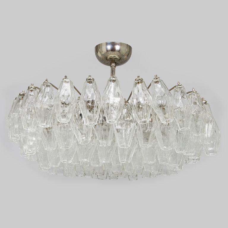 Carlo Scarpa, A1960s 'Polyhedra' chandelier for Venini Murano Italy.