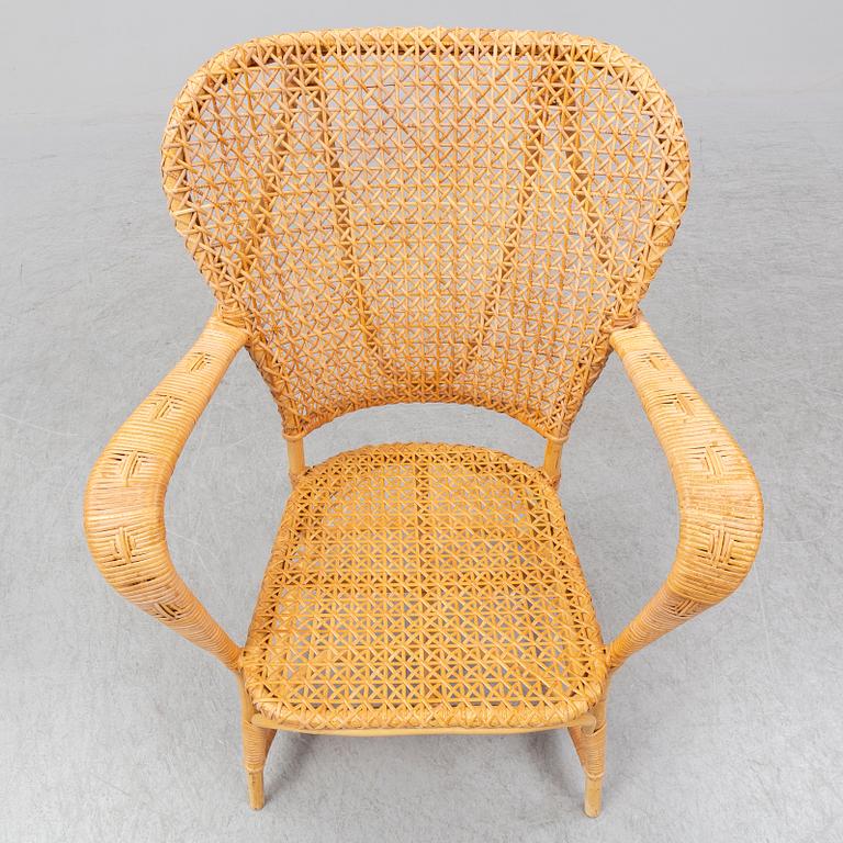 a mid rattan chair by Korgmakare Larsson, Stockholm, mid 20th century.