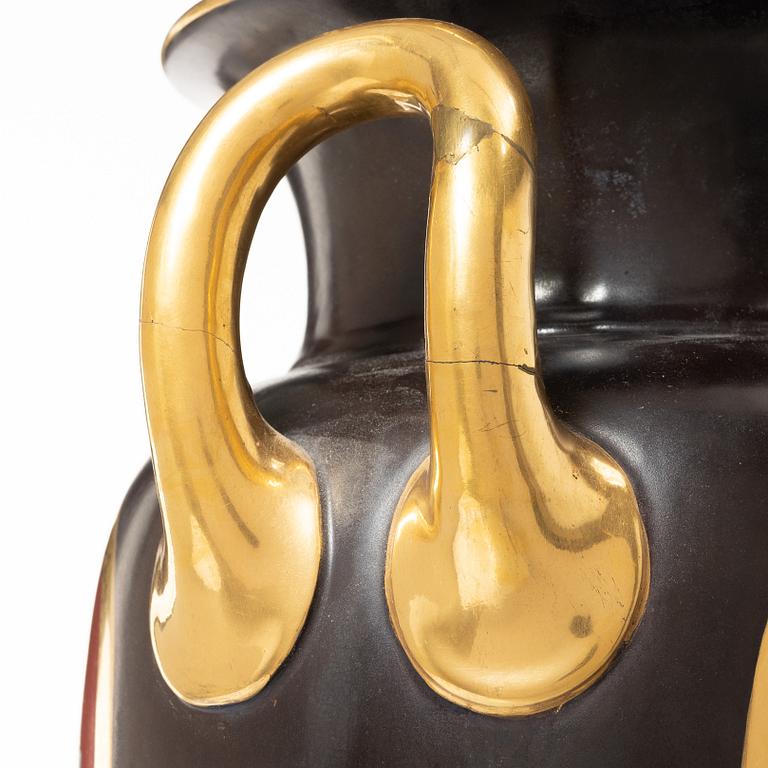 A large Swedish porcelain urn, Gustavsberg, 1866.