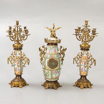 A three pcs clock and candelabras China 19th/20th century.