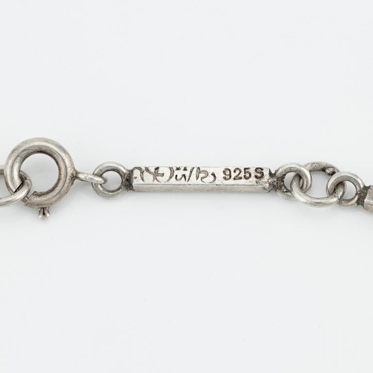 Set with necklace, bracelet, and earrings, silver.