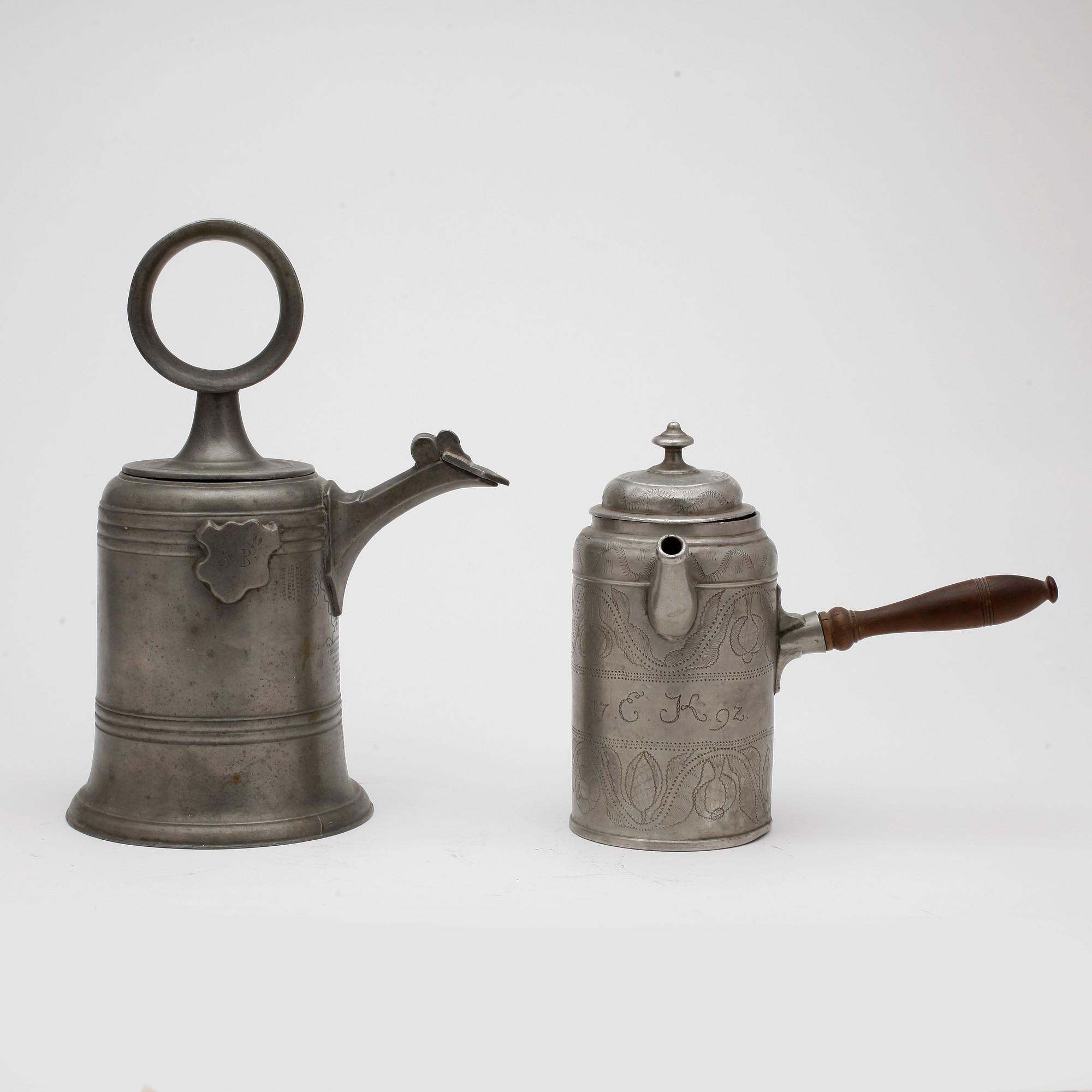 KANNOR, tenn, 2 st, 1700-samt 1800-tal.