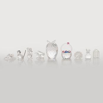 Swarovski, a set of 9 crystal figurines, late 20th century.