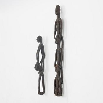 A set of two Asmat wood carvings/sculptures, Indonesia, Jakarta, 20th Century.