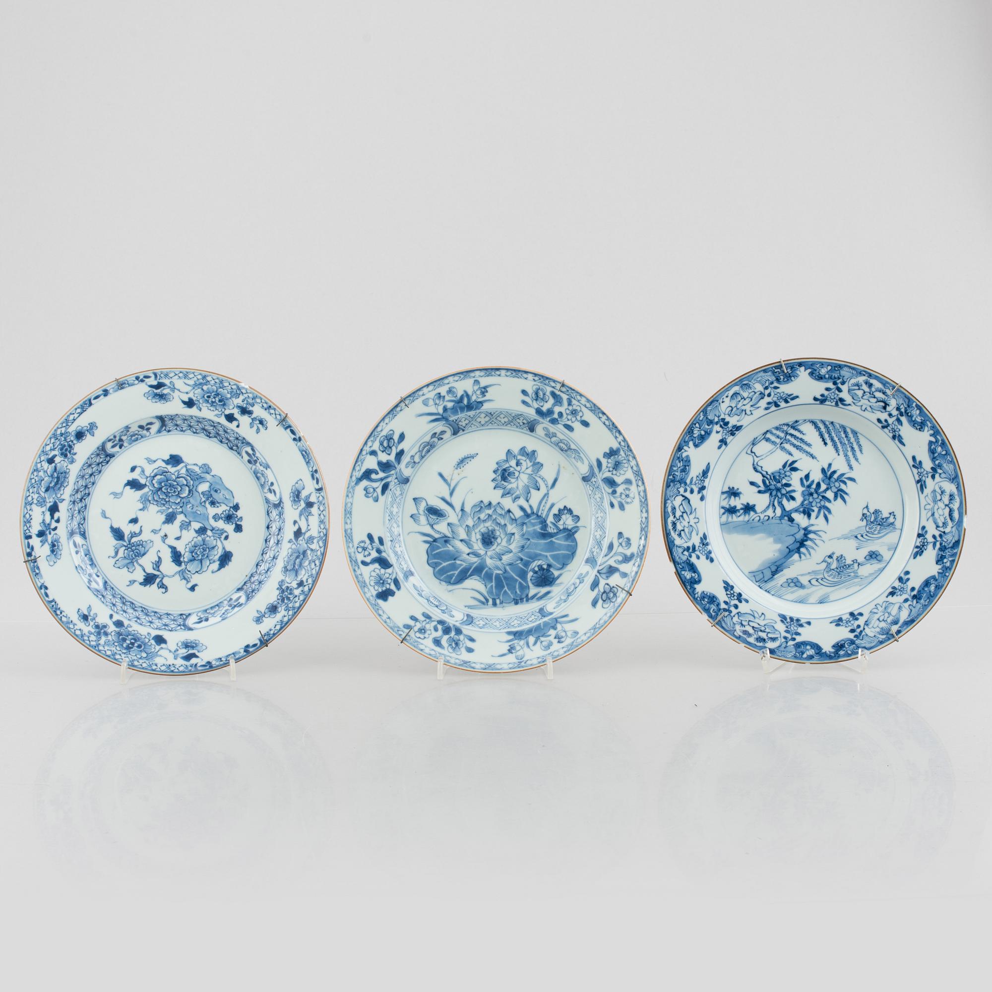 Parti porslin, 10 delar, kompaniporslin, Kina, Qingdynastin 1700-tal samt Jiaqing (1796-1822).