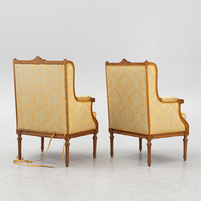 A pair of Louis XV style armchairs, mid-20th Century.