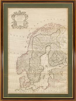 A probably 18th century map of Sweden by John Senex.