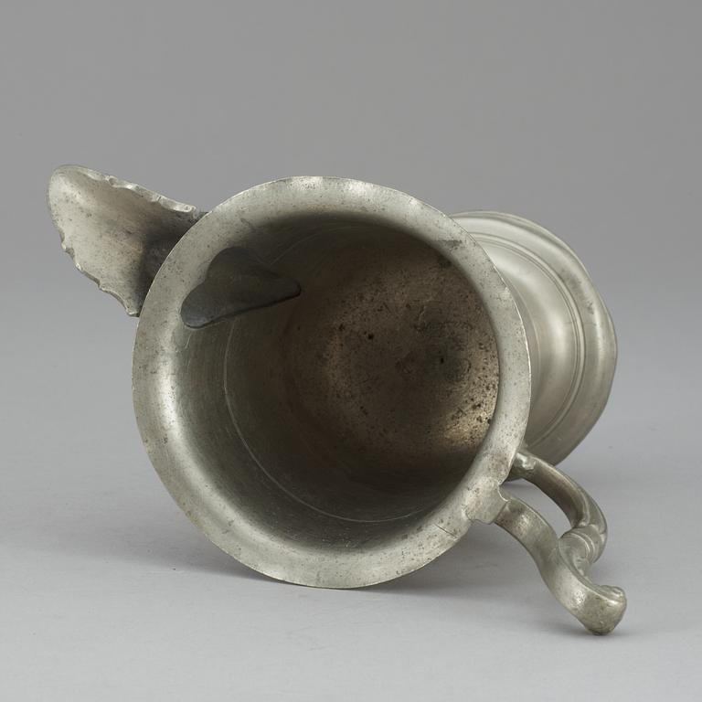 A Swedish pewter 18th century ewer by C. G. Malmborg.