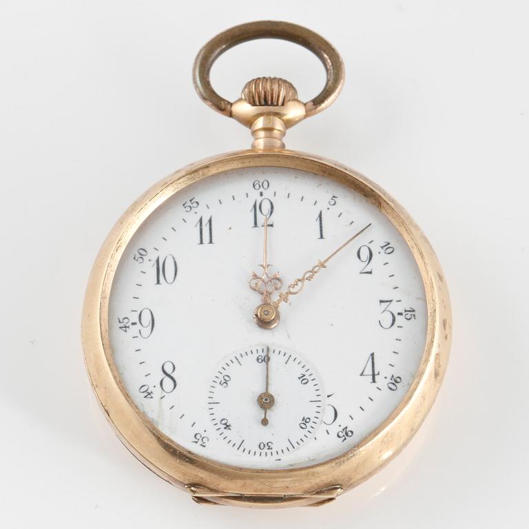 FICKUR, 14 k guld, Rementoir, 1900-talets första hälft. Vikt 30 g.