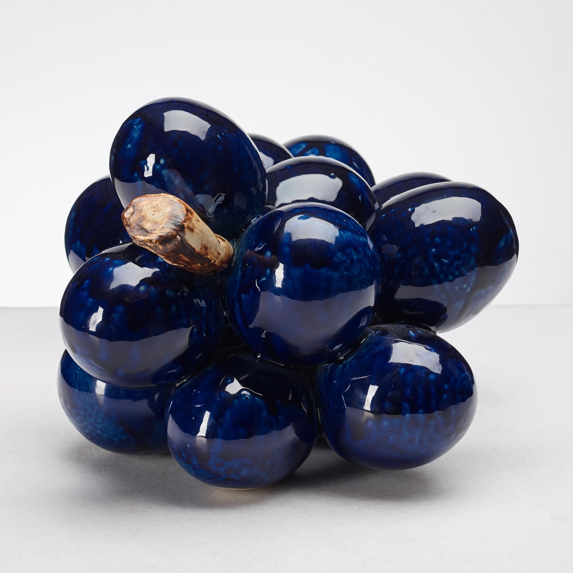 Kjell Janson, a glazed stoneware sculpture of a bunch of grapes, Mora, Sweden.