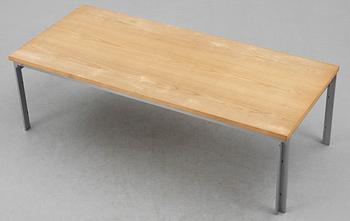 A Paul Kjaerholm steel and oak coffee table "PK-59", E Kold Christensen, Denmark.