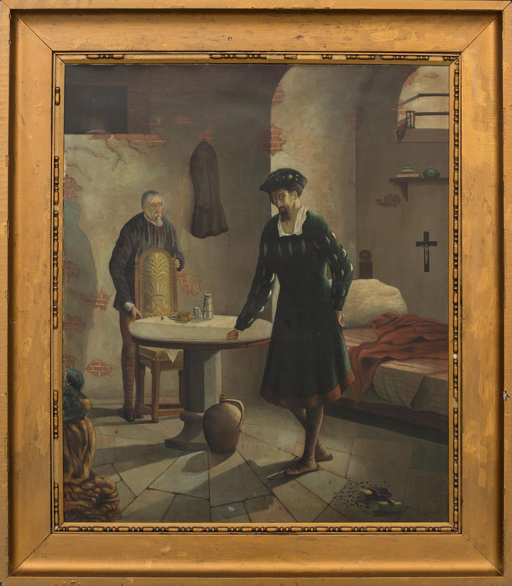 OKÄND KONSTNÄR, olja på duk, signerad F.Arentz Möller, 1900-talets början.