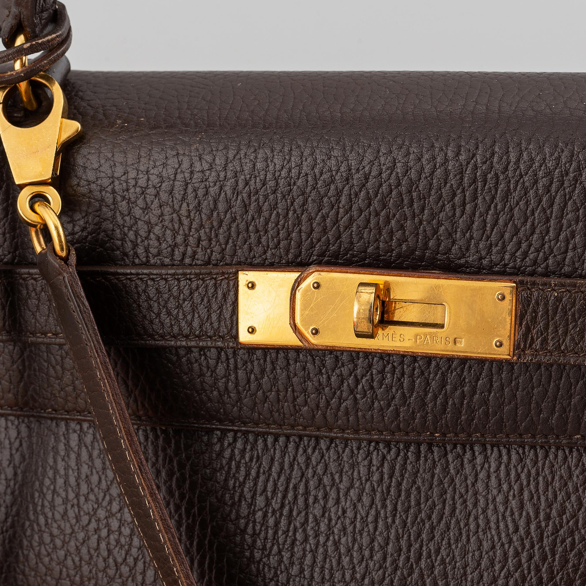 Hermès, a chocolate leather 'Kelly' handbag, 1995.