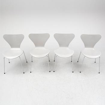 ARNE JACOBSEN, four 'Series 7' chairs from Fritz Hansen, Denmark.