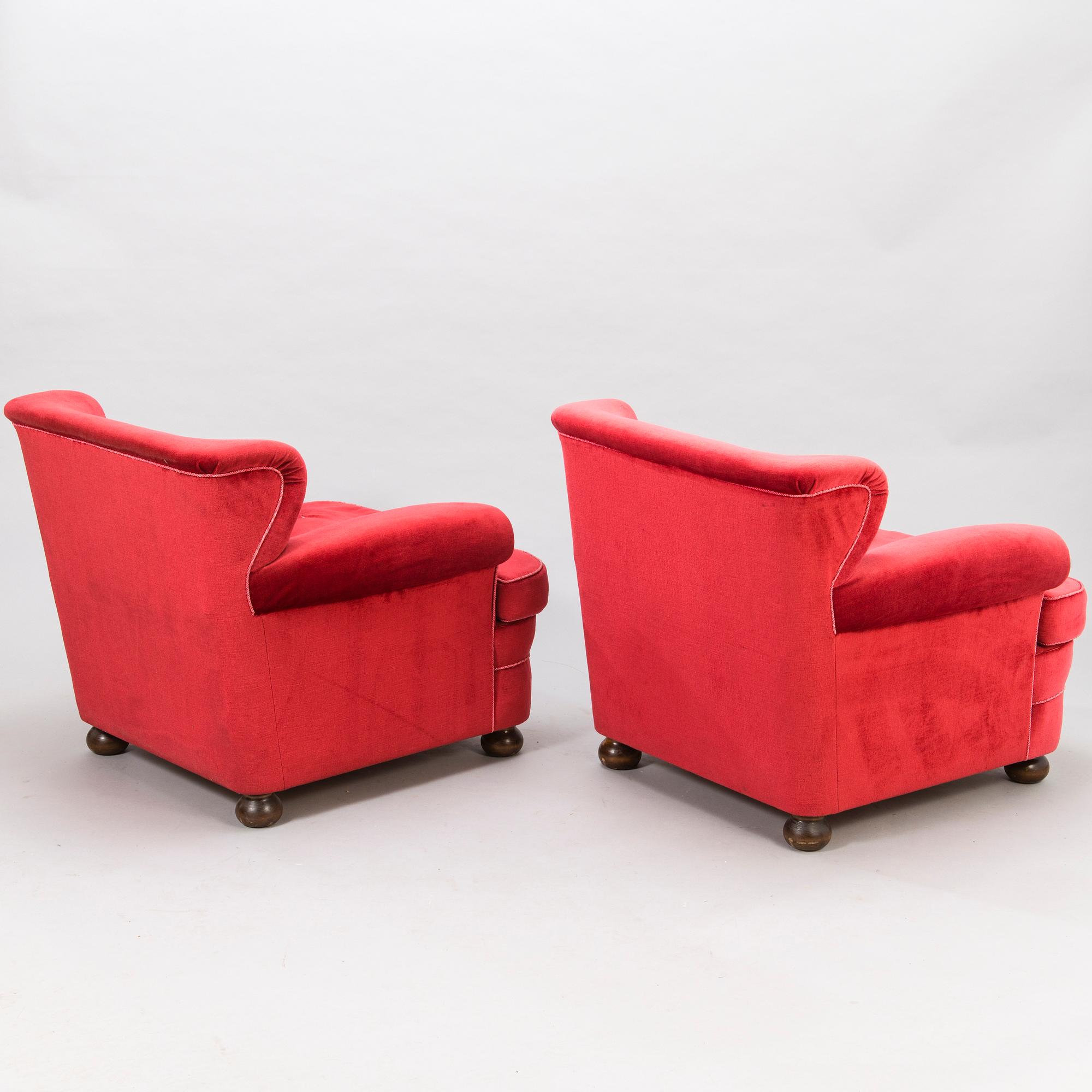 A pair of 1940s armchairs 'London' for Oy Paul Boman Ab Finland.