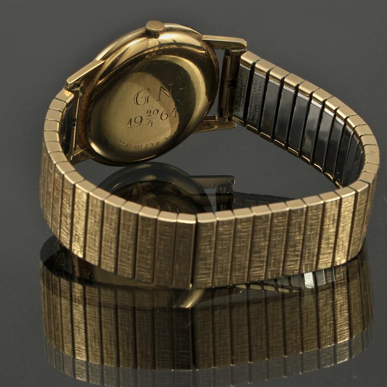 ARMBANDSUR, 14 k guld med förgylld flexlänk, Tissot, 1960-tal.