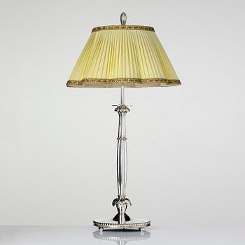 Firma Carl Hoff, a silver table lamp, Swedish import marks, Helsingborg 1929.
