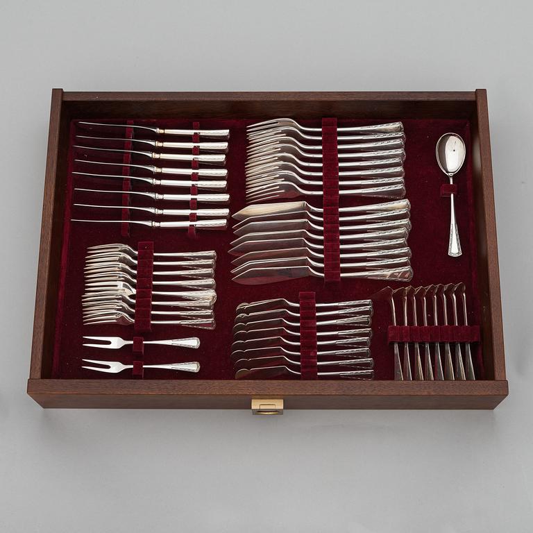 Tillander, bestickuppsättning, 166 delar, silver, "Käpy" (Kotte), 1996-2000. Design: Vilho Ellenberg, 1920-tal.