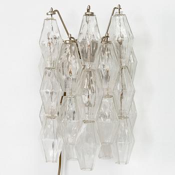 Carlo Scarpa, a pair of  1950's/60's 'Polyhedra' wall lights for Venini Murano Italy.