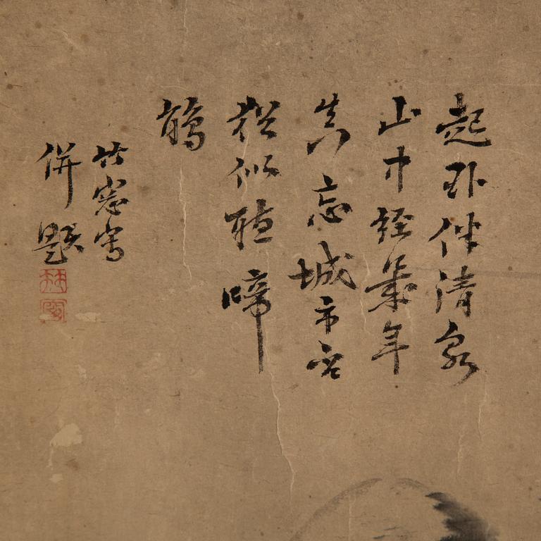 KAKEMONO, tusch och färg på papper. Japan, efter Chikuso Morikawa (1763-1830), sent 1800/tidigt 1900-tal.